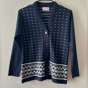 Young Perma Blue Cardigan Sweater | S